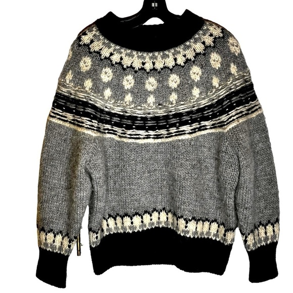 Alpaca Blend Nordic Italian Argyle Knit Handmade Women’s Pullover Sweater Medium - Picture 1 of 7